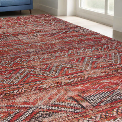 5' x 7' Red and Gray Oriental Non Skid Area Rug