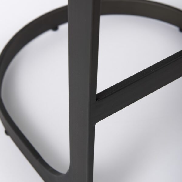35" Black Leather and Metal Backless Bar Chair