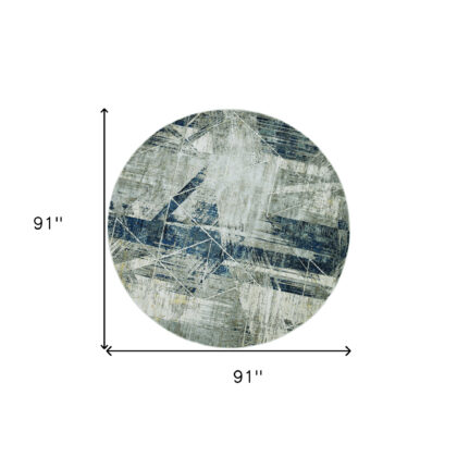 91 X 91 Greyor Blue Polyester Or  Viscose Rug