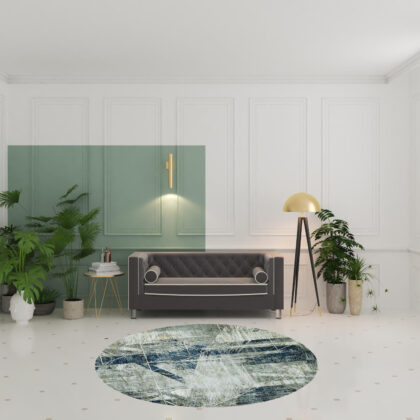 91 X 91 Greyor Blue Polyester Or  Viscose Rug
