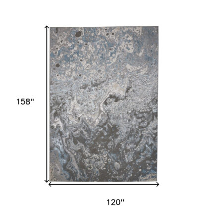 10' x 13' Blue and Gray Abstract Power Loom Area Rug