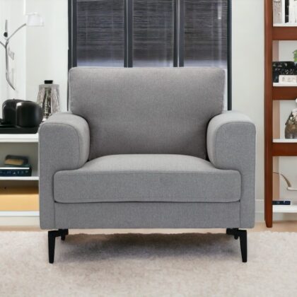 41" Light Gray And Black Linen Arm Chair