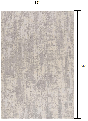 3' X 5' Gray Abstract Dhurrie Area Rug