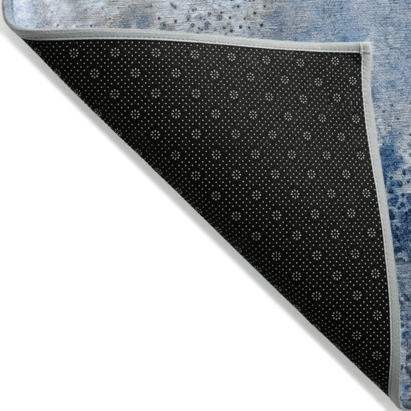 10' X 14' Ivory Blue and Gray Abstract Washable Non Skid Indoor Outdoor Area Rug