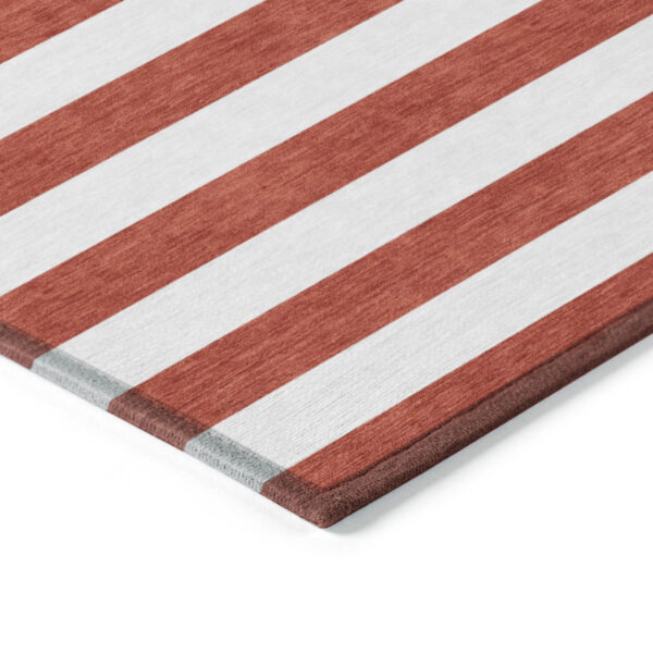 8' Round Red and White Round Striped Washable Non Skid Indoor Outdoor Area Rug