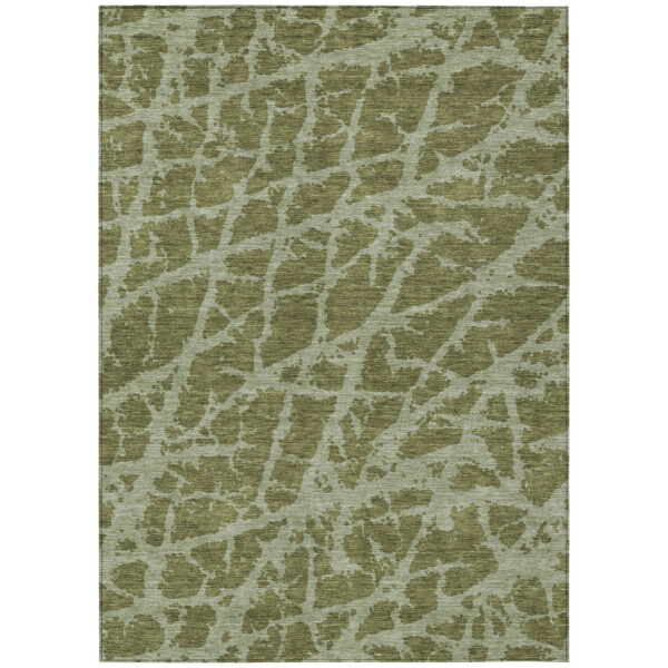 5' X 8' Green Abstract Washable Non Skid Indoor Outdoor Area Rug