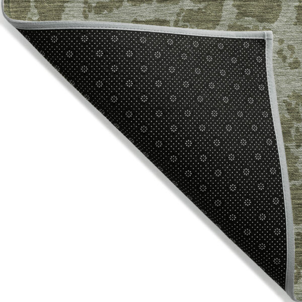 5' X 8' Green Abstract Washable Non Skid Indoor Outdoor Area Rug