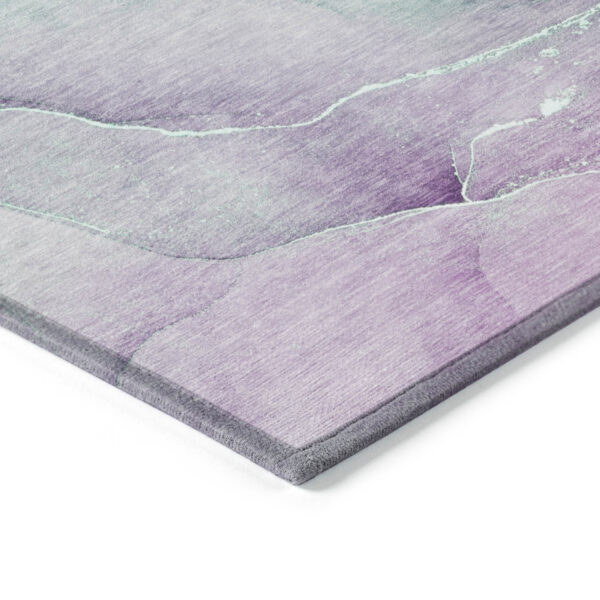 10' X 14' Teal and Purple Abstract Washable Indoor Outdoor Area Rug