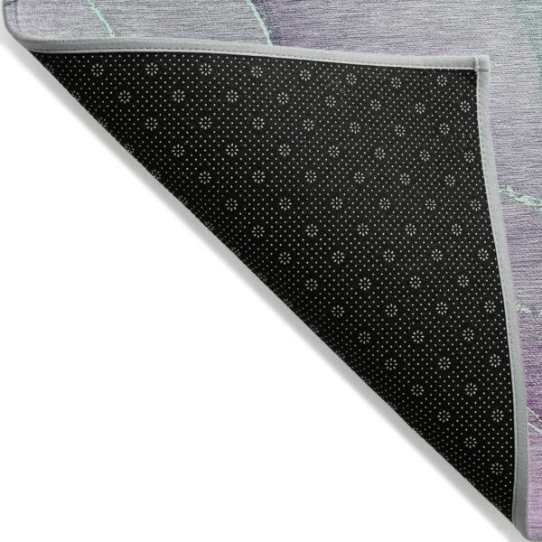 10' X 14' Teal and Purple Abstract Washable Indoor Outdoor Area Rug