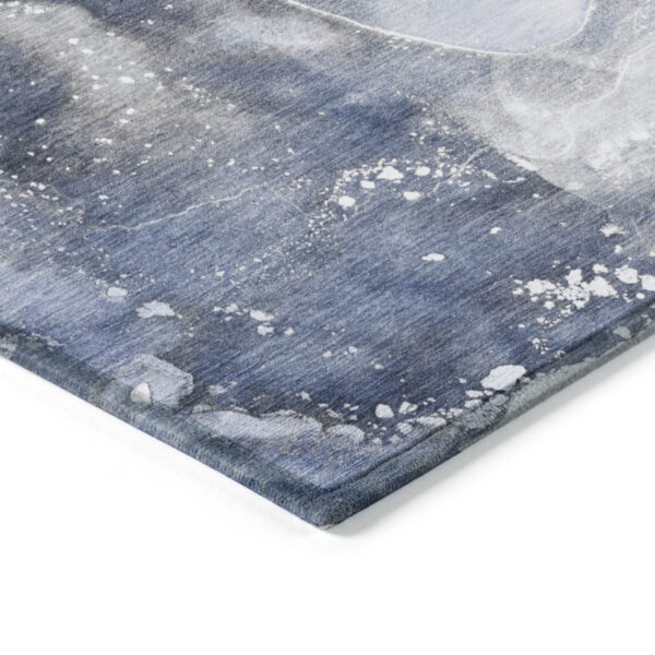10' X 14' Blue and Gray Abstract Washable Non Skid Indoor Outdoor Area Rug