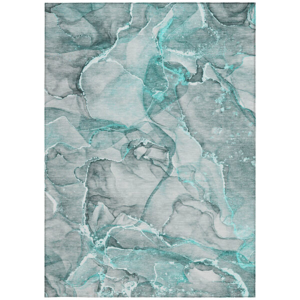 5' X 8' Gray and Ivory Abstract Washable Non Skid Indoor Outdoor Area Rug