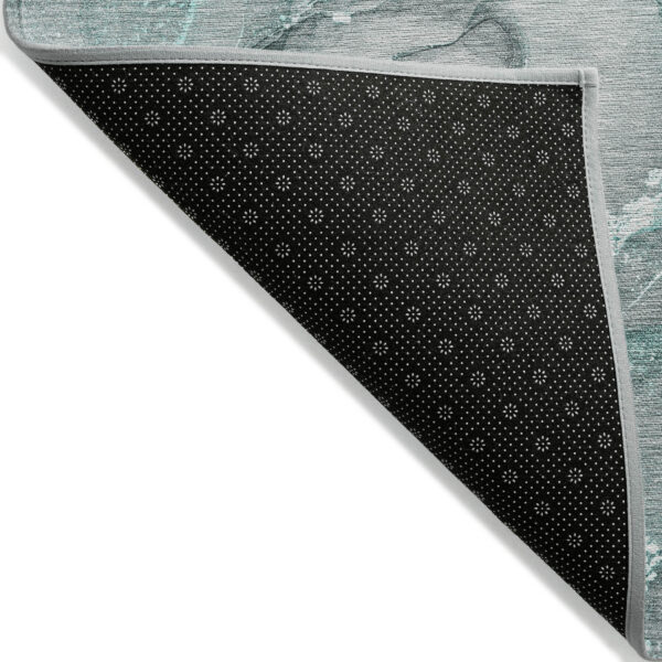 5' X 8' Gray and Ivory Abstract Washable Non Skid Indoor Outdoor Area Rug