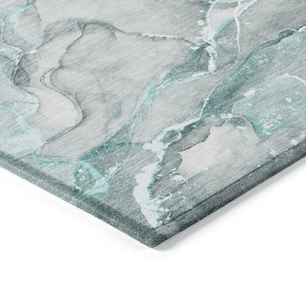 5' X 8' Gray and Ivory Abstract Washable Non Skid Indoor Outdoor Area Rug