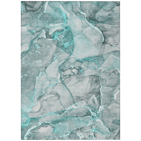 5' X 8' Gray and Ivory Abstract Washable Non Skid Indoor Outdoor Area Rug