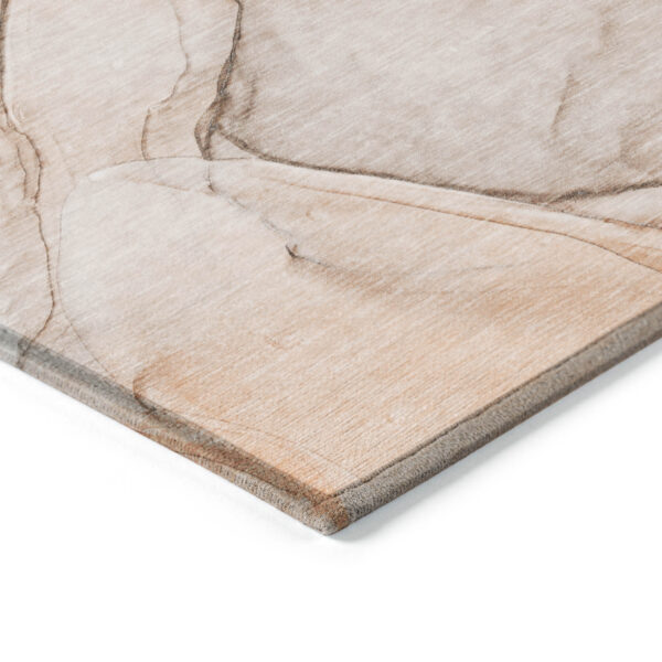 3' X 8' Beige and Orange Abstract Washable Non Skid Indoor Outdoor Runner Rug