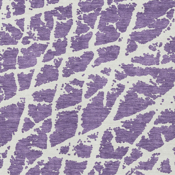 3' X 5' Purple and White Abstract Washable Non Skid Indoor Outdoor Area Rug