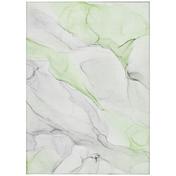 8' X 10' Green Abstract Washable Non Skid Indoor Outdoor Area Rug