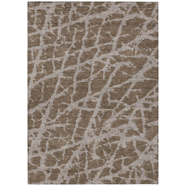 5' X 8' Brown Abstract Washable Non Skid Indoor Outdoor Area Rug