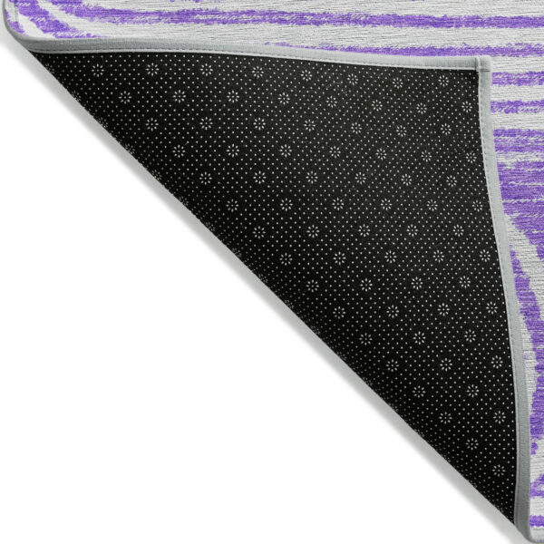5' X 8' Purple and White Abstract Washable Non Skid Indoor Outdoor Area Rug