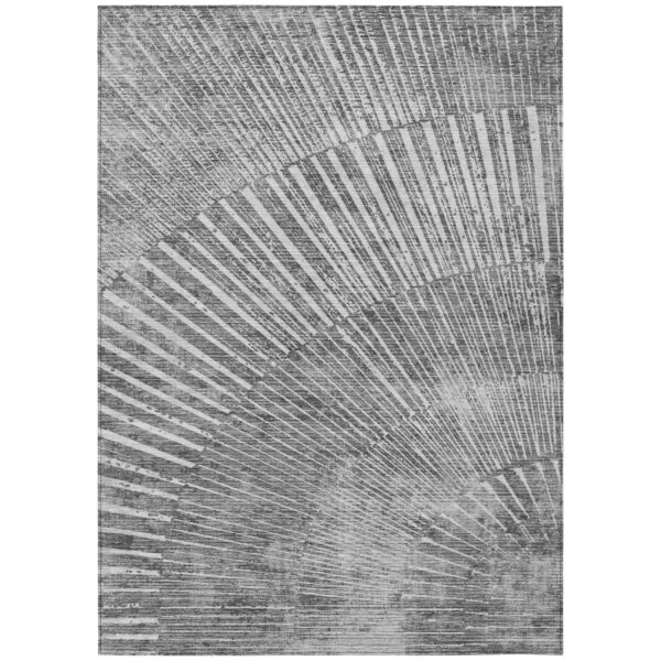 3' X 5' Gray and Ivory Abstract Washable Non Skid Indoor Outdoor Area Rug