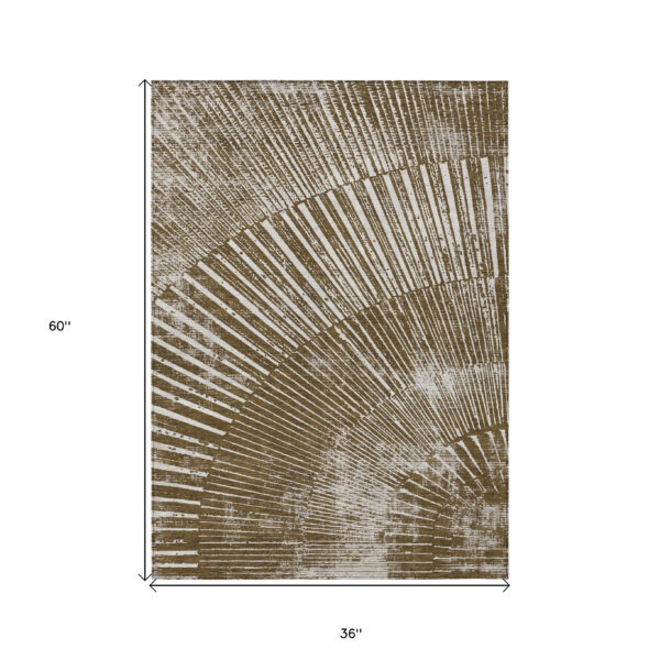 3' X 5' Chocolate Abstract Washable Non Skid Indoor Outdoor Area Rug
