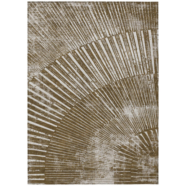 3' X 5' Chocolate Abstract Washable Non Skid Indoor Outdoor Area Rug