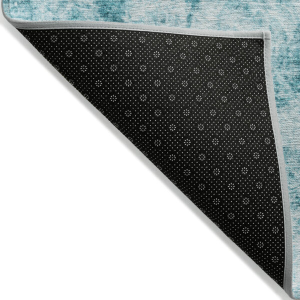 8' X 10' Teal Abstract Washable Non Skid Indoor Outdoor Area Rug