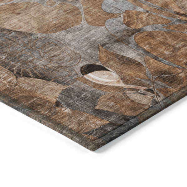 9' X 12' Chocolate Terracotta and Ivory Abstract Washable Indoor Outdoor Area Rug