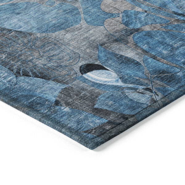 5' X 8' Blue and Gray Abstract Washable Indoor Outdoor Area Rug