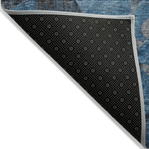 5' X 8' Blue and Gray Abstract Washable Indoor Outdoor Area Rug