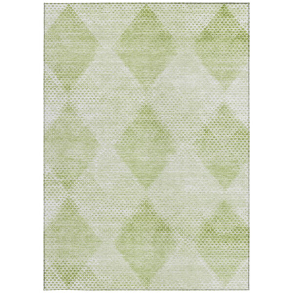 9' X 12' Mint Green Geometric Washable Non Skid Indoor Outdoor Area Rug