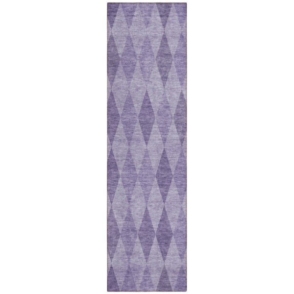 8' Runner Purple Geometric Washable Non Skid Indoor Outdoor Runner Rug