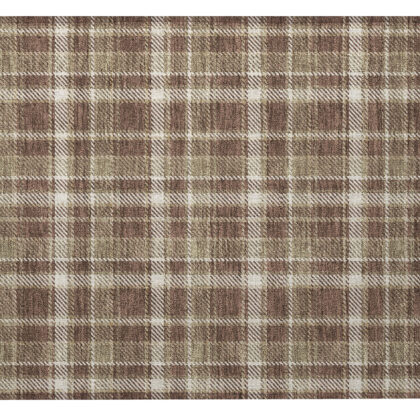 2' X 3' Chocolate and Ivory Plaid Washable Non Skid Indoor Outdoor Area Rug