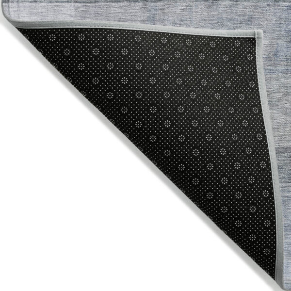 9' X 12' Navy and Gray Ombre Washable Non Skid Indoor Outdoor Area Rug