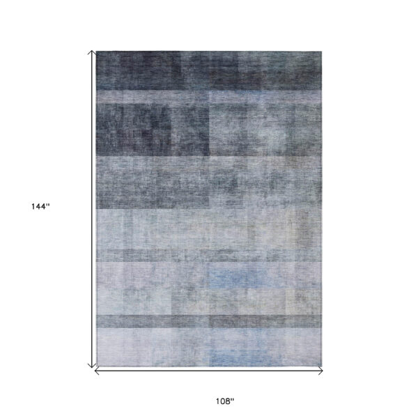 9' X 12' Navy and Gray Ombre Washable Non Skid Indoor Outdoor Area Rug