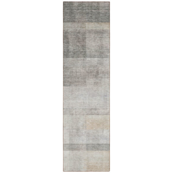 8' Runner Taupe Ombre Washable Non Skid Indoor Outdoor Runner Rug