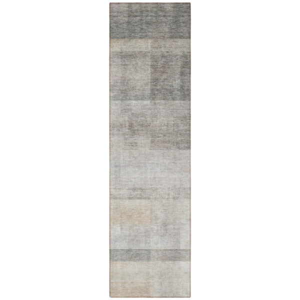 8' Runner Taupe Ombre Washable Non Skid Indoor Outdoor Runner Rug