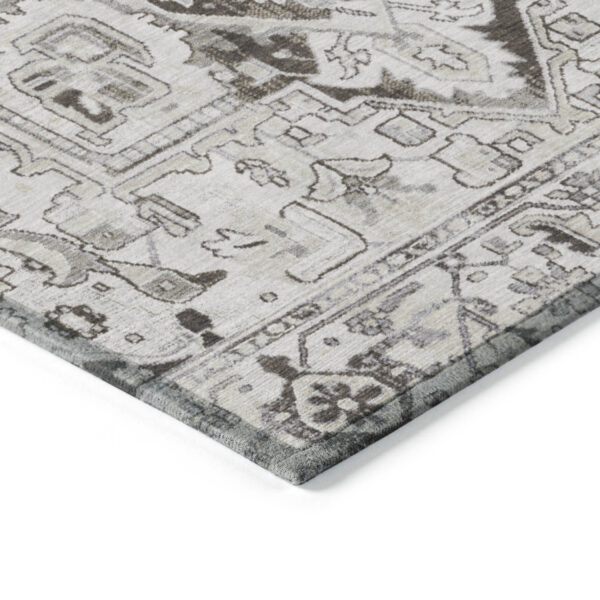 2' X 3' Ivory and Dark Brown Oriental Washable Non Skid Indoor Outdoor Area Rug