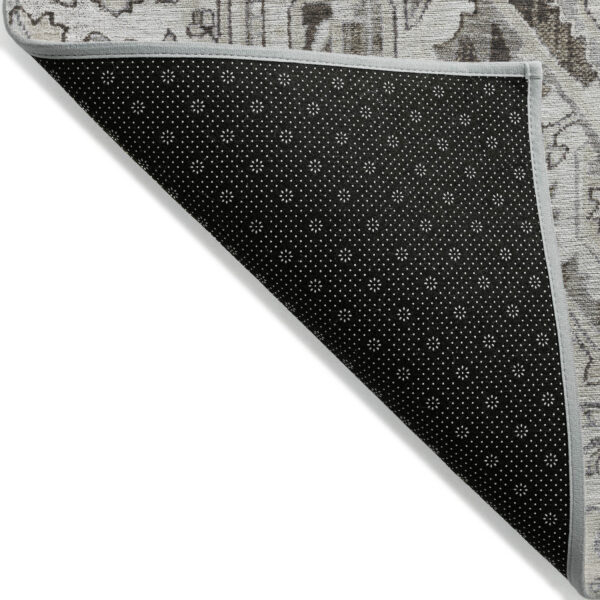 2' X 3' Ivory and Dark Brown Oriental Washable Non Skid Indoor Outdoor Area Rug