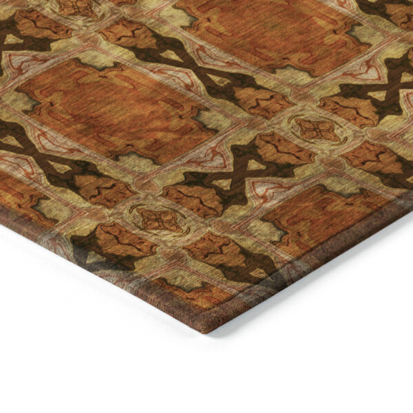 3' X 5' Orange and Rust Floral Medallion Washable Non Skid Indoor Outdoor Area Rug