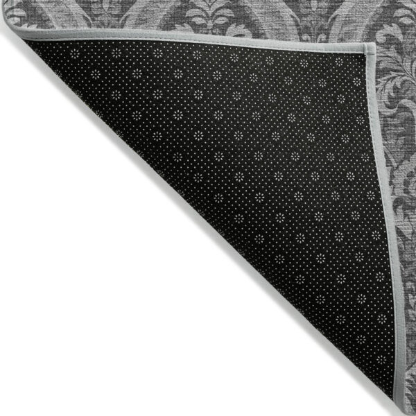 3' X 5' Gray Damask Washable Non Skid Indoor Outdoor Area Rug