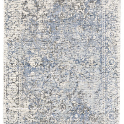 2' X 3' Blue Ivory And Gray Abstract Hand Woven Area Rug