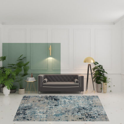 8' X 10' Blue Abstract Distressed Washable Area Rug