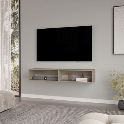 59" Beige Floating Mount TV Stand