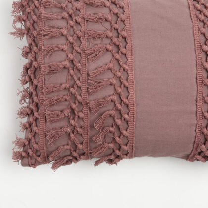 14" X 20" Mauve Handmade Indoor Outdoor Throw Pillow Cover With Tassels