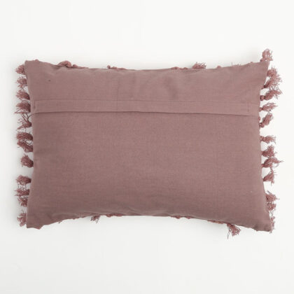14" X 20" Mauve Handmade Indoor Outdoor Throw Pillow Cover With Tassels
