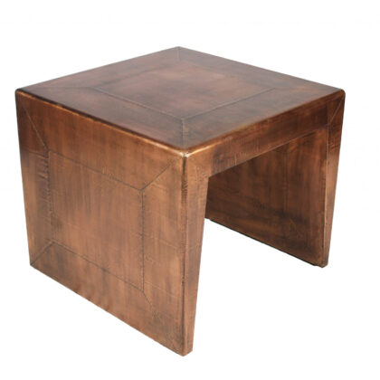 24" Copper Wood and Metal Square End Table