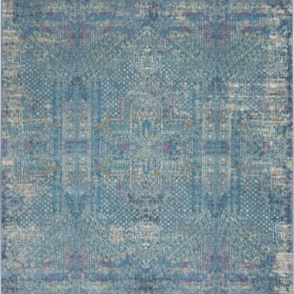 4' X 6' Blue Southwestern Power Loom Area Rug