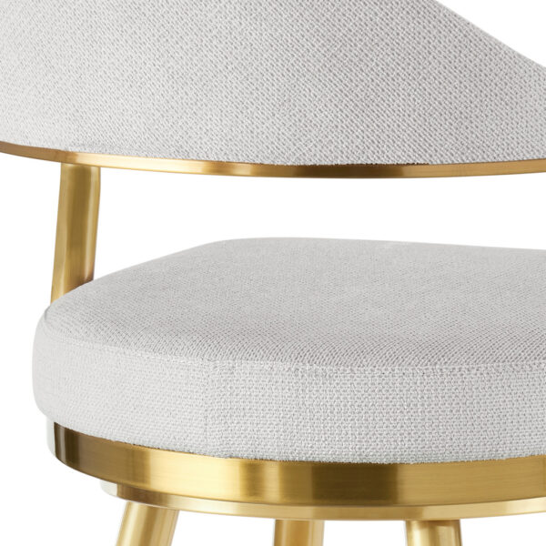 26" Silver and Gold Fabric and Stainless Steel Counter Height Swivel Bar Chair