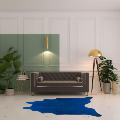 5' x 7' Cobalt Cowhide Hand Knotted Area Rug